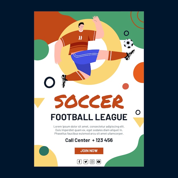 Modèle D'affiche Verticale De Football Plat