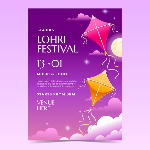 Vecteur gratuit modèle d'affiche verticale à gradient lohri