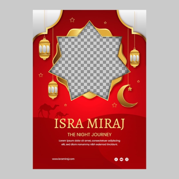 Vecteur gratuit modèle d'affiche verticale en gradient pour isra miraj