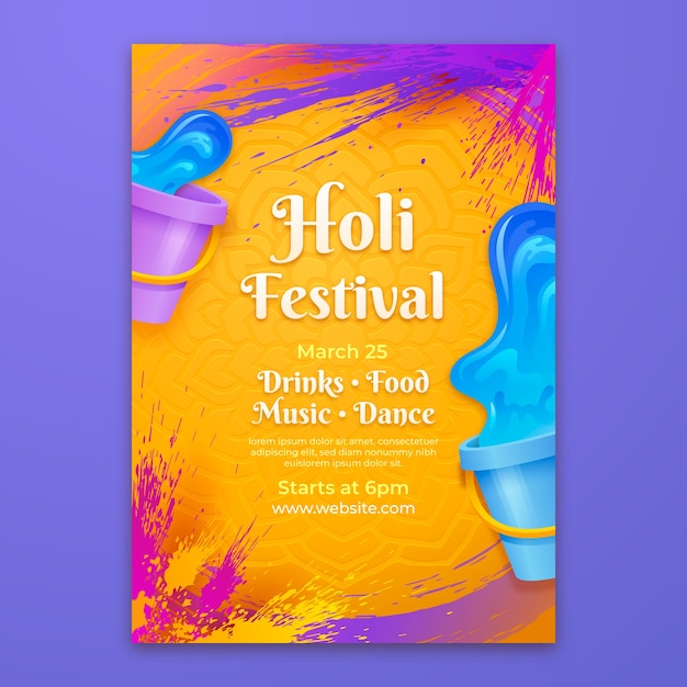 Vecteur gratuit un modèle d'affiche verticale de holi.