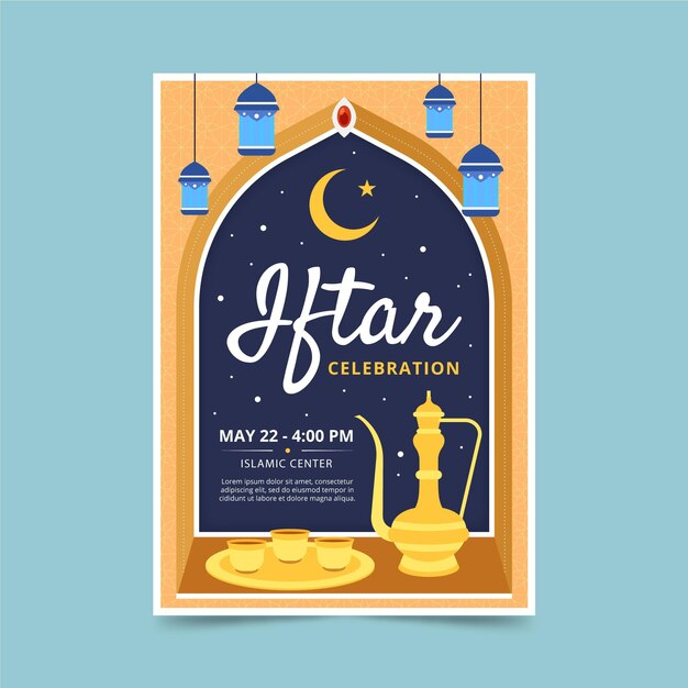 Modèle d'affiche verticale iftar plat