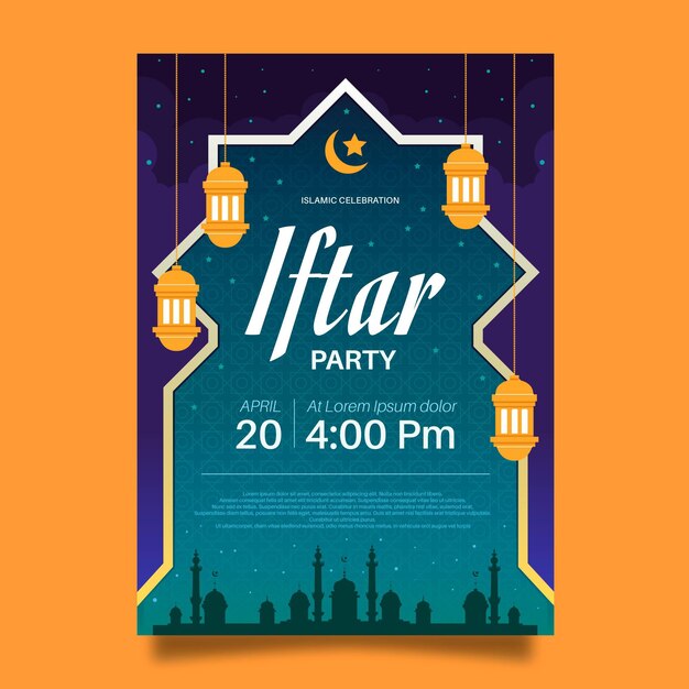 Modèle d'affiche verticale iftar