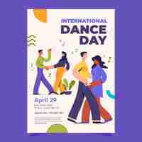 Vecteur gratuit modèle d'affiche verticale de la journée internationale de la danse plate