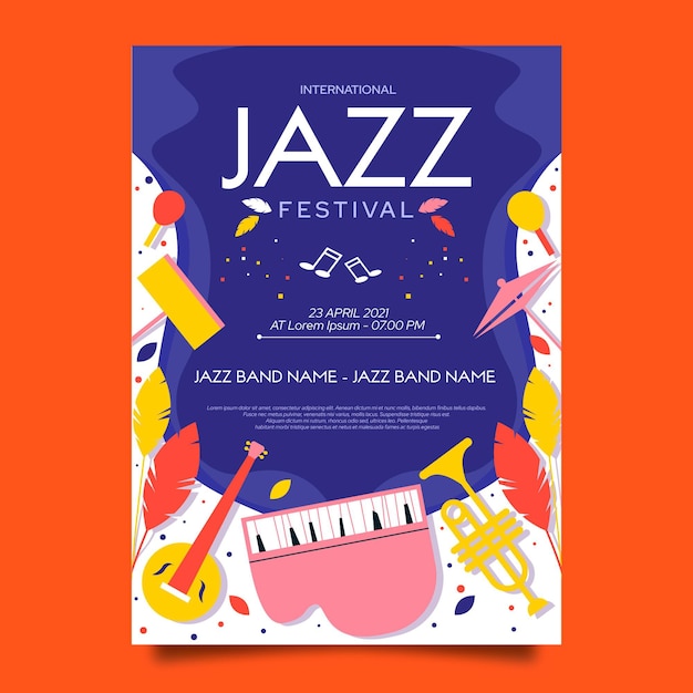 Modèle D'affiche Verticale De La Journée Internationale Du Jazz Plat