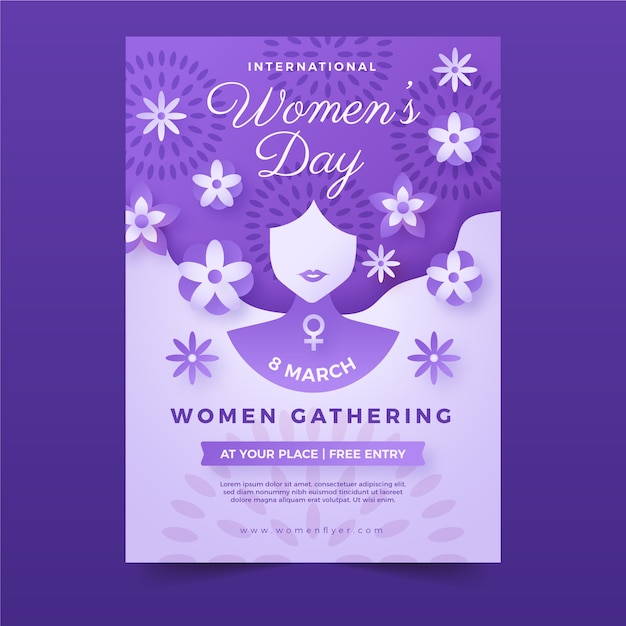 Modèle d'affiche verticale de la journée internationale de la femme dégradée