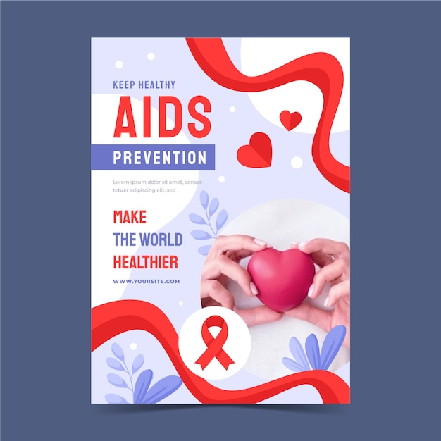 Vecteur gratuit modèle d'affiche verticale de la journée mondiale du sida
