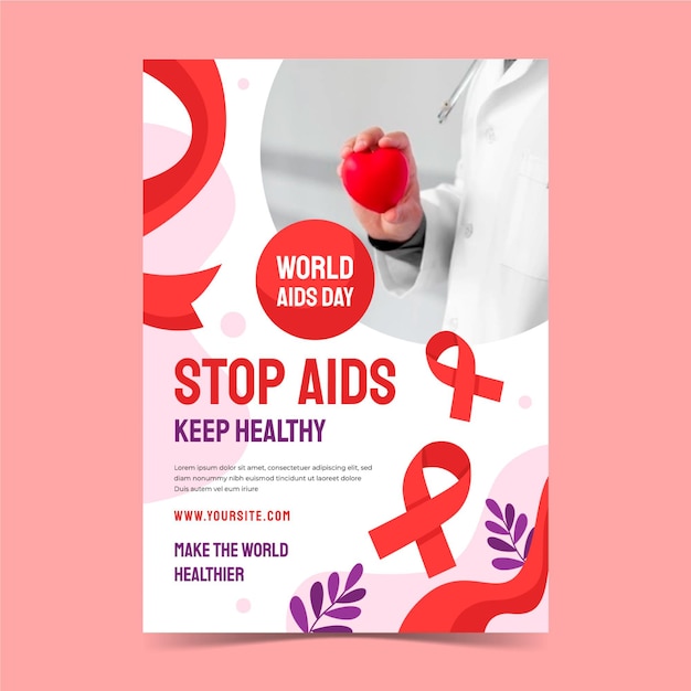 Vecteur gratuit modèle d'affiche verticale de la journée mondiale du sida