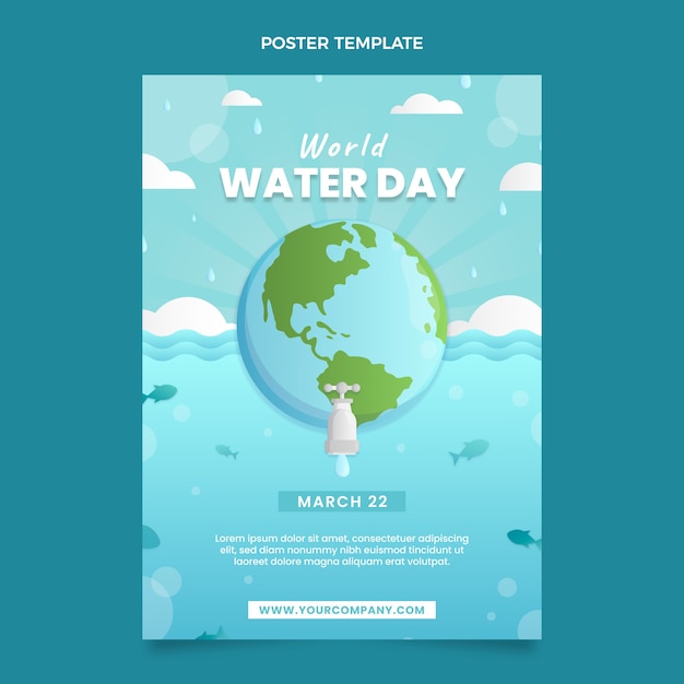 Vecteur gratuit modèle d'affiche verticale de la journée mondiale de l'eau en dégradé