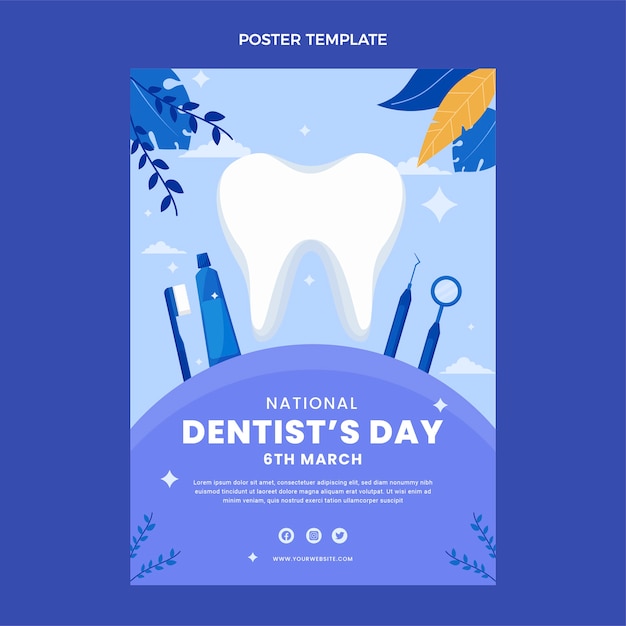 Modèle D'affiche Verticale De La Journée Nationale Du Dentiste Plat