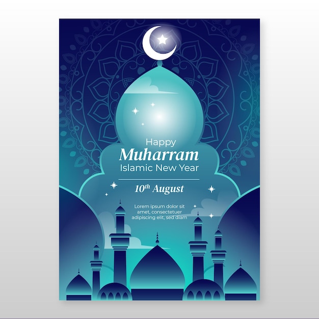 Vecteur gratuit modèle d'affiche verticale de muharram dégradé