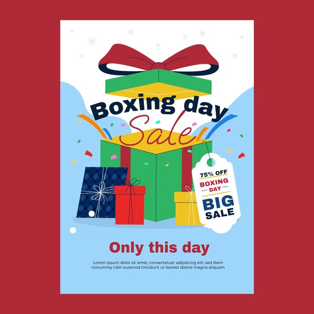 Modèle d'affiche verticale plat boxing day