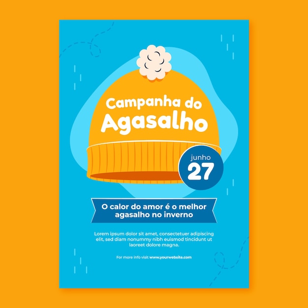 Modèle d'affiche verticale plat campanha do agasalho