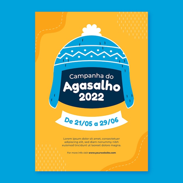 Vecteur gratuit modèle d'affiche verticale plat campanha do agasalho