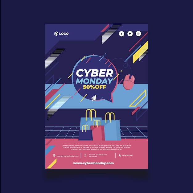 Modèle D'affiche Verticale Plat Cyber Lundi