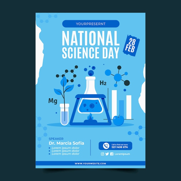 Modèle D'affiche Verticale Plat De La Journée Nationale De La Science