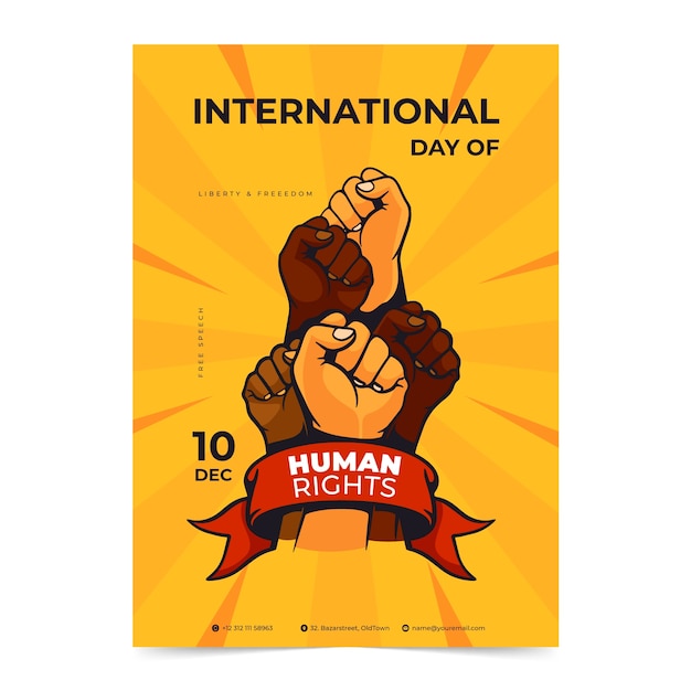Modèle D'affiche Verticale à Plat Pour La Journée Des Droits De L'homme