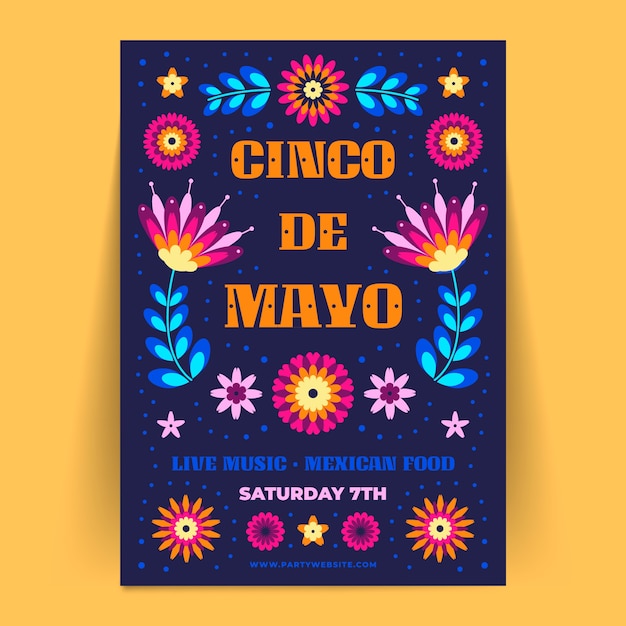 Modèle D'affiche Verticale Plate Cinco De Mayo