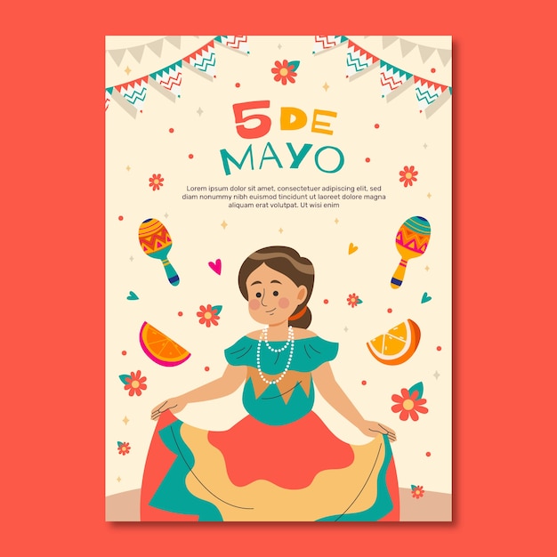 Modèle D'affiche Verticale Plate Cinco De Mayo