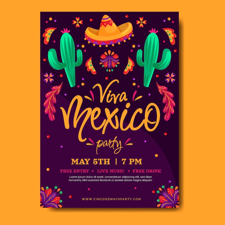 Vecteur gratuit modèle d'affiche verticale plate cinco de mayo