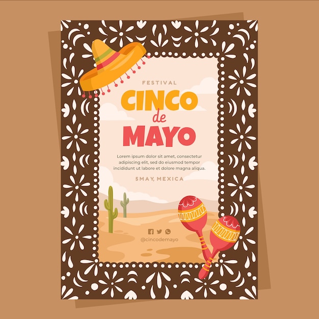 Modèle D'affiche Verticale Plate Cinco De Mayo