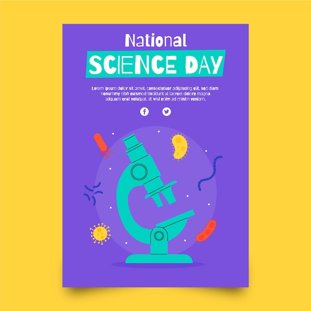 Modèle d'affiche verticale plate de la journée nationale de la science