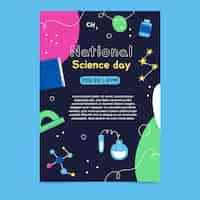 Vecteur gratuit modèle d'affiche verticale plate de la journée nationale de la science