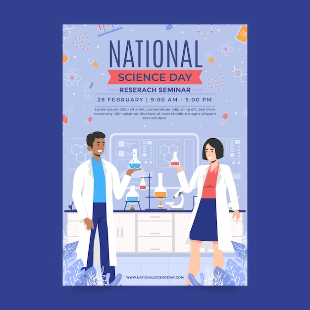 Modèle D'affiche Verticale Plate De La Journée Nationale De La Science