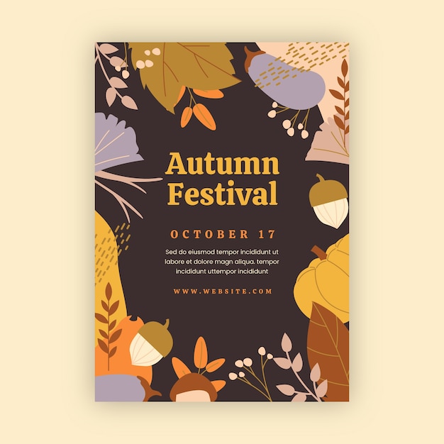 Modèle d'affiche verticale plate pour l'automne