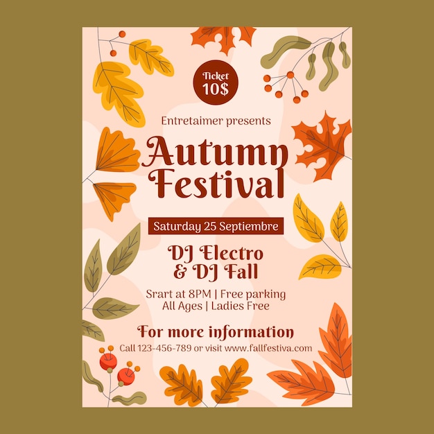 Modèle d'affiche verticale plate pour la célébration de l'automne
