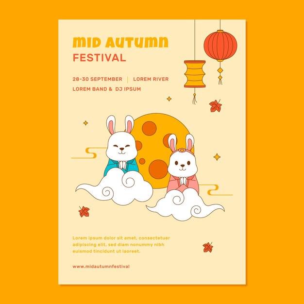 Vecteur gratuit modèle d'affiche verticale plate pour la célébration du festival coréen chuseok