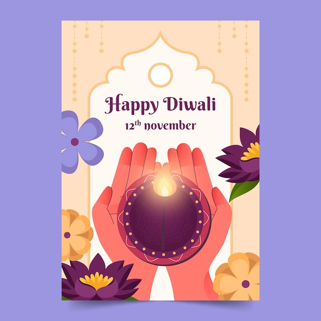 Modèle D'affiche Verticale Plate Pour La Célébration Du Festival De Diwali