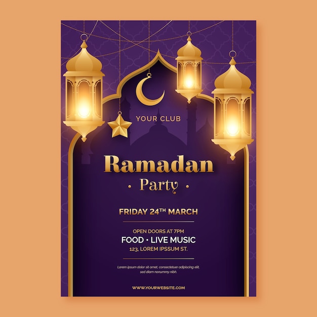 Modèle d'affiche verticale plate pour la célébration du ramadan