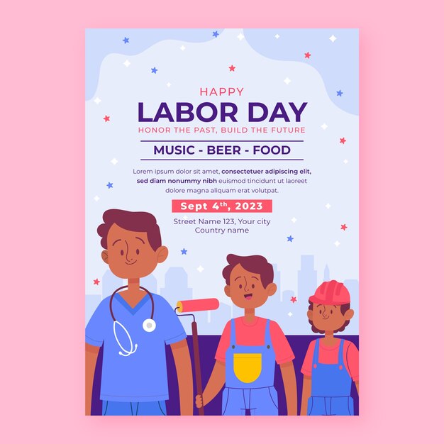 Modèle D'affiche Verticale Plate Pour La Célébration De La Fête Du Travail