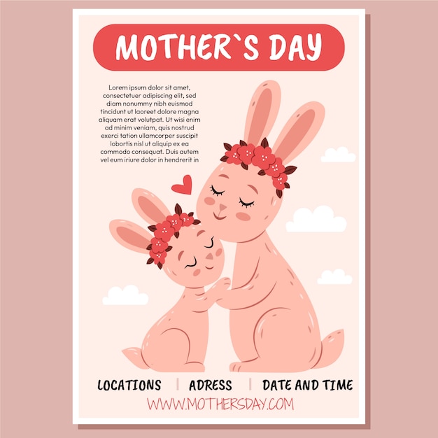 Vecteur gratuit modèle d'affiche verticale plate pour la fête des mères