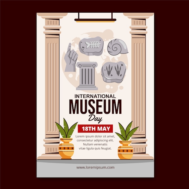 Modèle D'affiche Verticale Plate Pour La Journée Internationale Des Musées