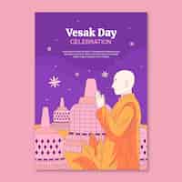 Vecteur gratuit modèle d'affiche verticale pour la célébration du festival du vesak