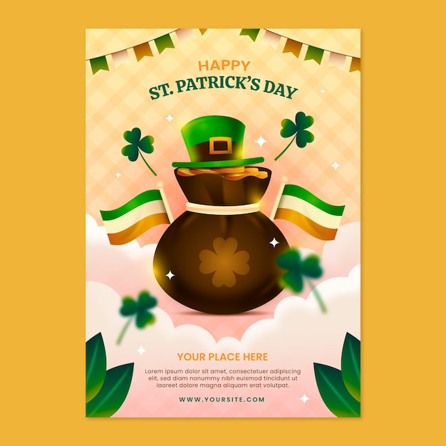 Vecteur gratuit modèle d'affiche verticale pour la célébration de la fête de saint patrick.