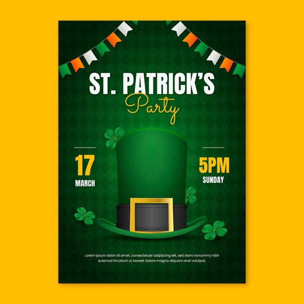 Vecteur gratuit modèle d'affiche verticale pour la célébration de la fête de saint patrick.