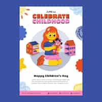 Vecteur gratuit modèle d'affiche verticale pour la célébration de la journée internationale des enfants