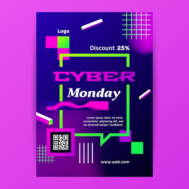 Vecteur gratuit modèle d'affiche verticale pour le cyber lundi