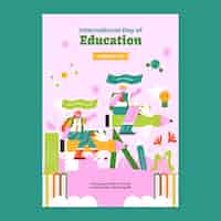 Vecteur gratuit modèle d'affiche verticale pour la journée internationale de l'éducation