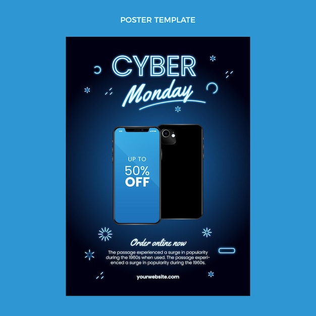 Vecteur gratuit modèle d'affiche verticale réaliste du cyber lundi