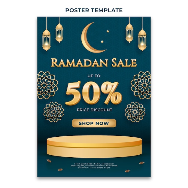Vecteur gratuit modèle d'affiche verticale réaliste du ramadan
