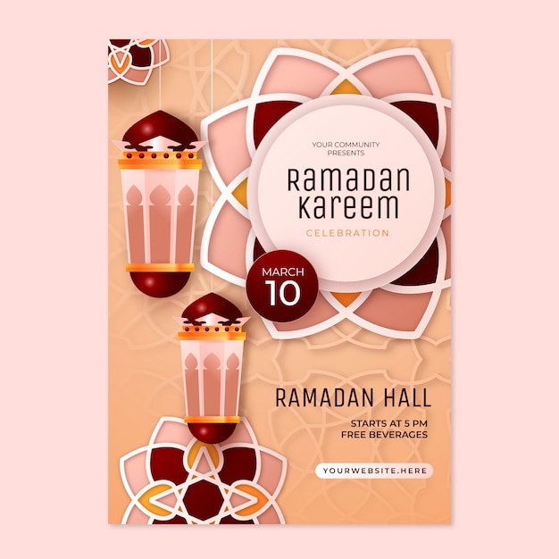 Vecteur gratuit modèle d'affiche verticale réaliste du ramadan