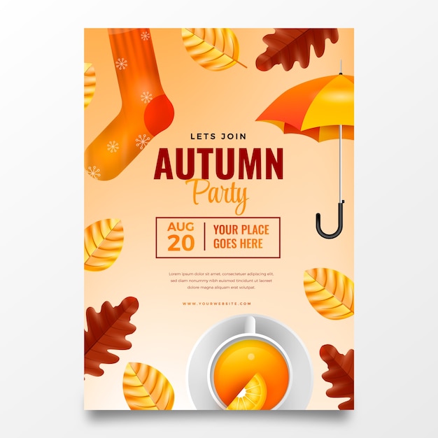 Vecteur gratuit modèle d'affiche verticale réaliste pour l'automne