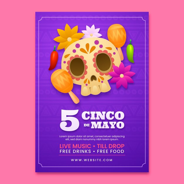 Vecteur gratuit modèle d'affiche verticale réaliste pour la célébration du cinco de mayo