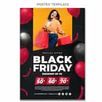 Vecteur gratuit modèle d'affiche verticale réaliste vendredi noir