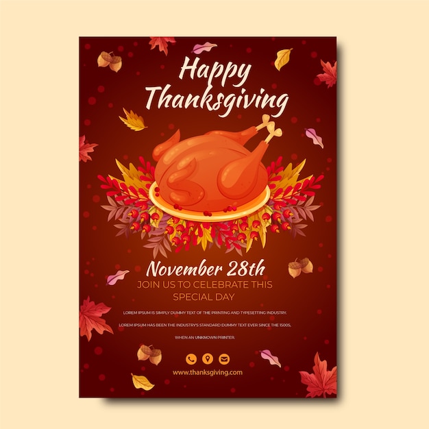 Vecteur gratuit modèle d'affiche verticale de thanksgiving dessiné à la main