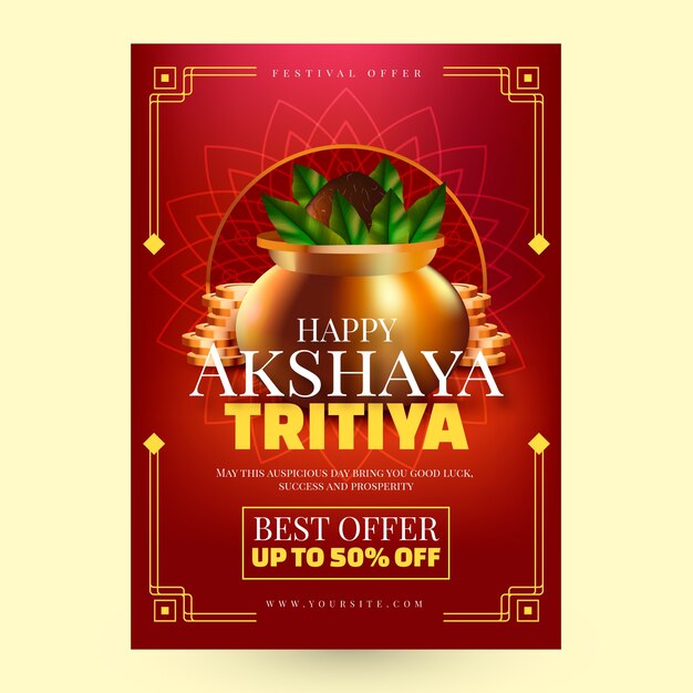 Vecteur gratuit modèle d'affiche verticale de vente akshaya tritiya réaliste