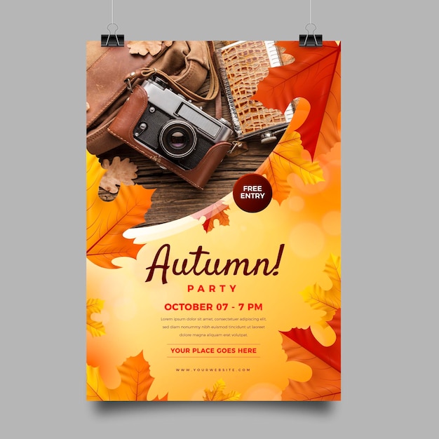 Vecteur gratuit modèle d'affiche verticale de vente d'automne réaliste